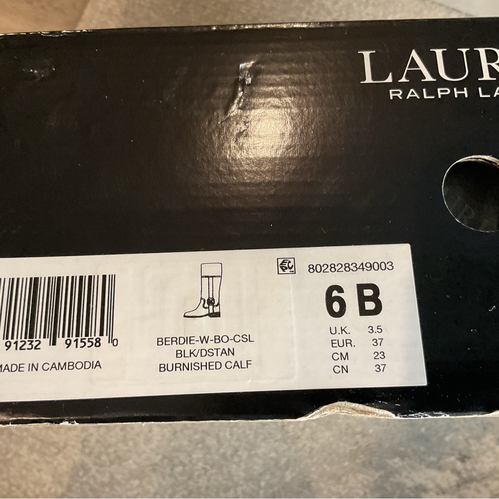 Lauren Ralph Lauren Berdie Leather Riding Boots – Black/Tan - Size 6 WIDE CALF - Picture 15 of 16